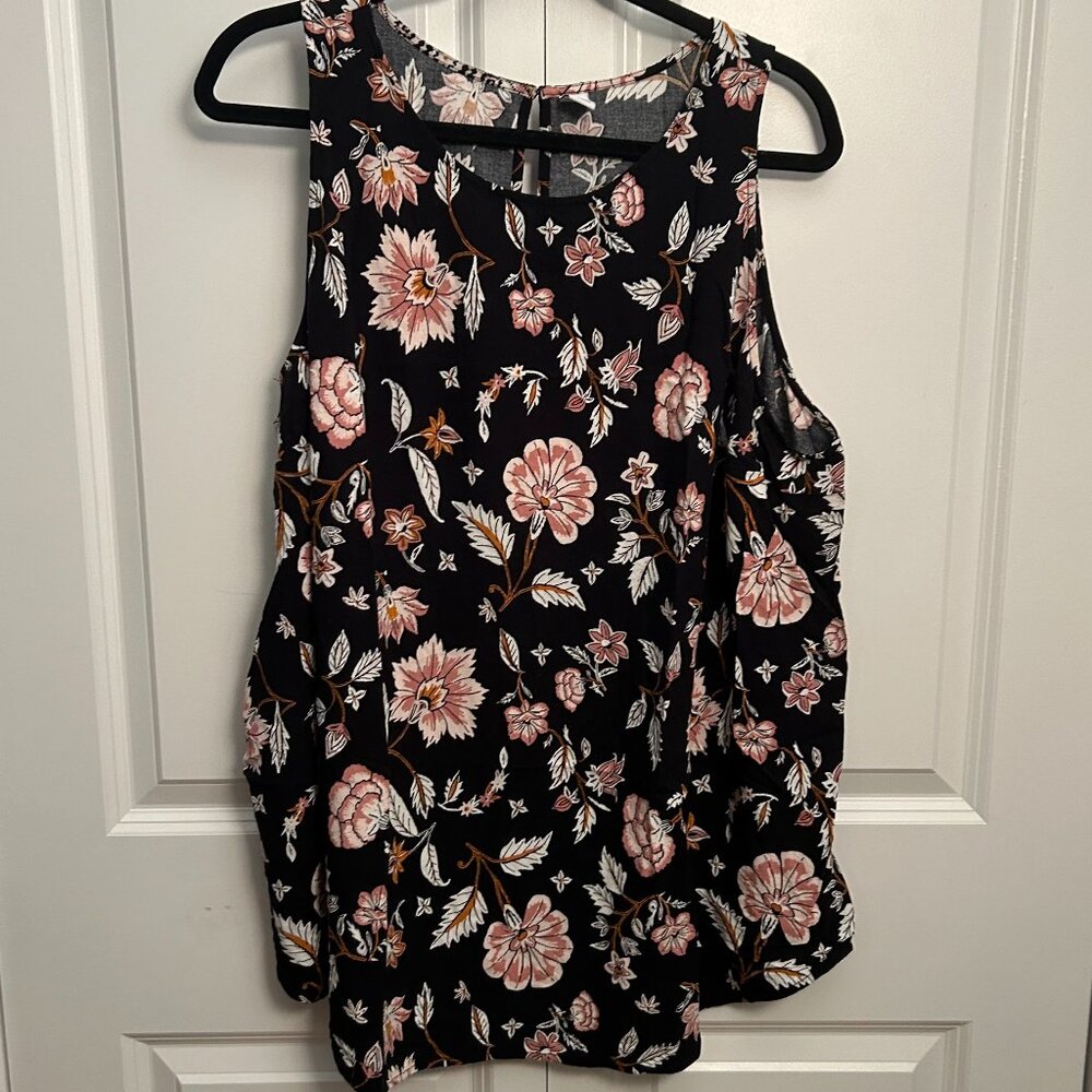Old Navy Black Floral Tank Top